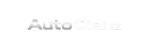Minimalist wordmark logo: just the text 'AutoGlanz' in bold, modern sans-serif typography, silver/wh